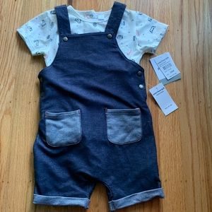 Two piece boy romper and tee set